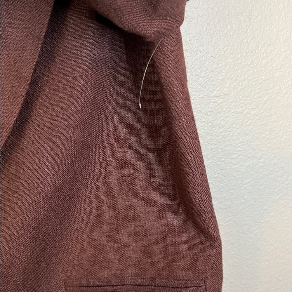 Vintage Harve Benard Chocolate Brown Linen Long Sleeve Blazer Size 4 Tall - Picture 7 of 7